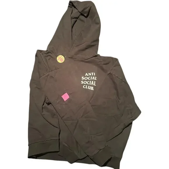 NWT Designer Anti Social Social Club Black Pull-over Hoodie Size M Unisex Design